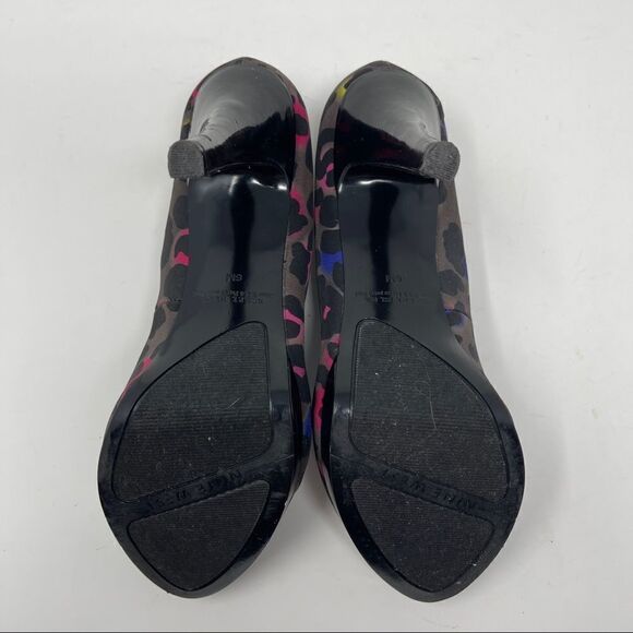 Nine West Danee Neon Leopard Print Peep Toe Heels Platform Women's 6M - Picture 7 of 11